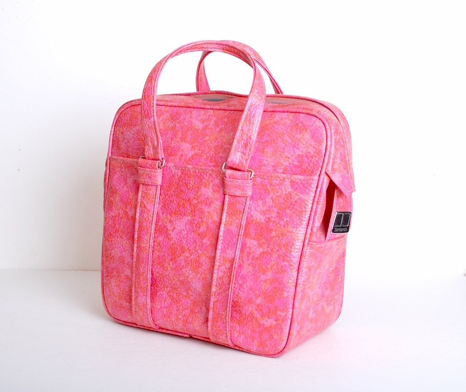 Vintage 60s MOD Pink Samsonite Luggage Tote Bag