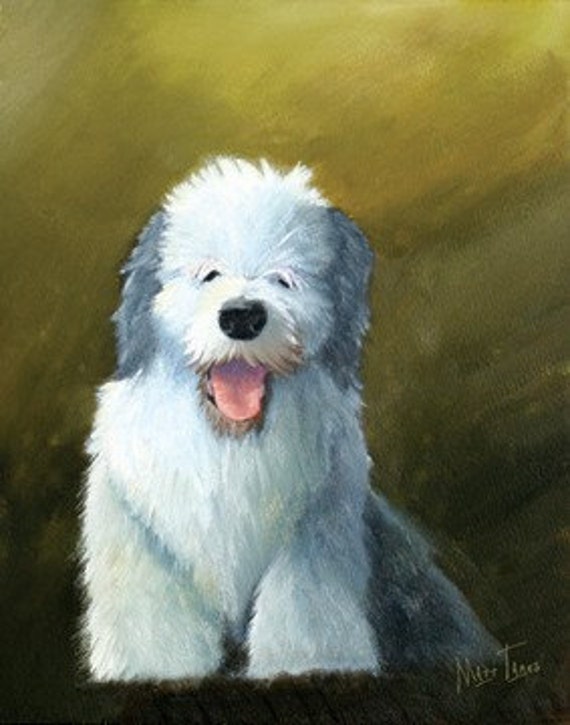 Items similar to Old English Sheep Dog Original Oil Painting on Etsy