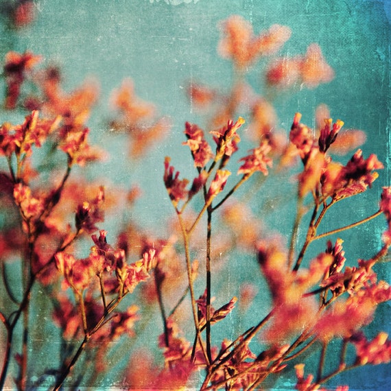 Items similar to Les Fleurs Blue Teal Vintage Fine Art Photo Looks ...