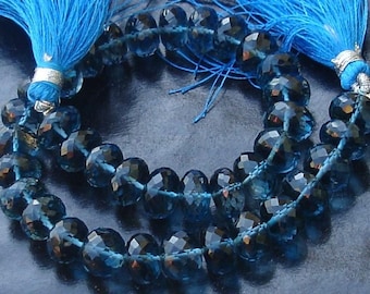New Arrival,Promotional Price,AAA Flawless London Blue Topaz Micro Faceted RONDELLS, 5-6mm size aprx,Great Value Item