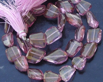 New Stock, 8 Inch Strand Mystic PINK Quartz Faceted Nuggets, 14-15mm Long,Manufacturers Price