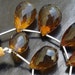 17-20MM Long, Gorgeous BEER QTZ faceted drops shape briolettes,5 Largewr size Pieces