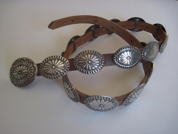 Vintage Sterling Silver Navajo Concho Belt Authentic South