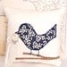 Love Bird Ring Bearer Pillow, Navy Blue Leaves on Cream, Burlap Branch, Spring Wedding Pillow, Burlap Wedding Decor