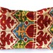 Decorative Ikat Throw Pillow Cover by DivanCushu : Handwoven Silk VELVET IKAT Pillow Cover, 16x22inch, Accent Pillow, Red, Blue, Beige