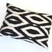Decorative Ikat Throw Pillow by DivanCushu : Hand-woven IKAT SILK Pillow Cover, 14x20inch, Accent Pillow, Ikat Black, Creme