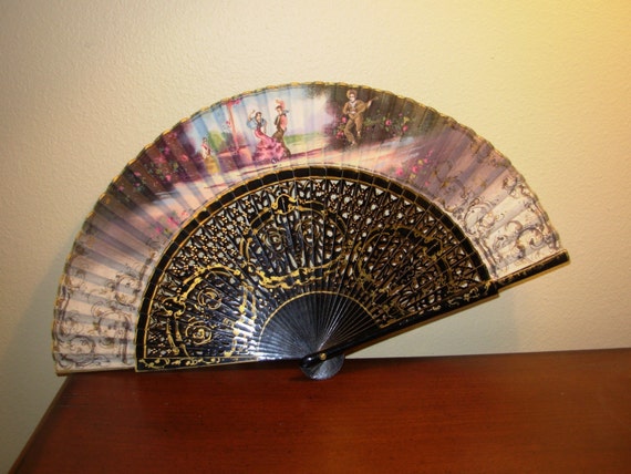 Beautiful Vintage Hand-Painted Hand Fan... Spanish by JLVintage