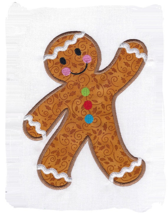 Items similar to Gingerbread Man Machine Embroidery Applique on Etsy