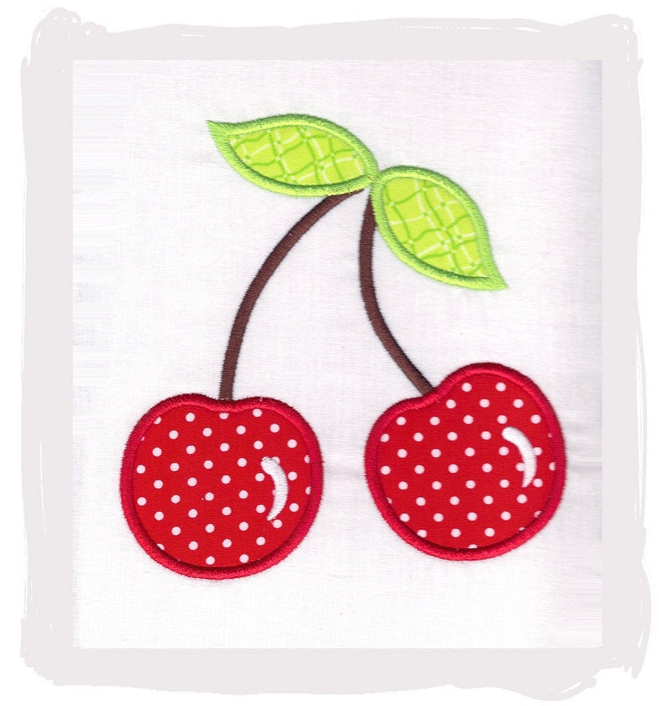 Cherry machine embroidery applique by pinkfrogcreations on etsy Cherry machine embroidery applique by pinkfrogcreations on etsy
