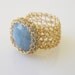 Crochet Ring, Square Aqua Marine Ring, Goldfilled Ring, Wide Band Ring, Crochet Wire Jewelry, Bridesmaid Jewelry