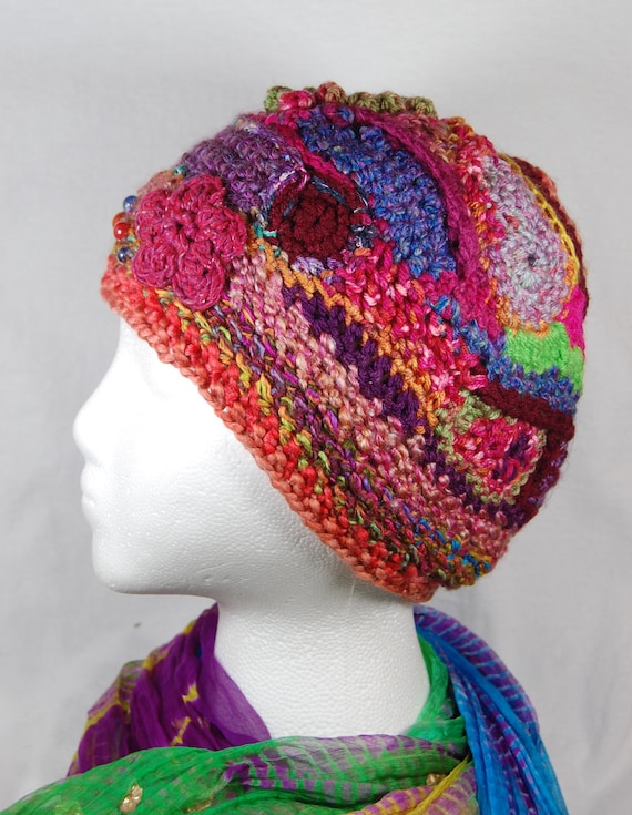 Freeform Crochet Hat Beaded Crochet Hat