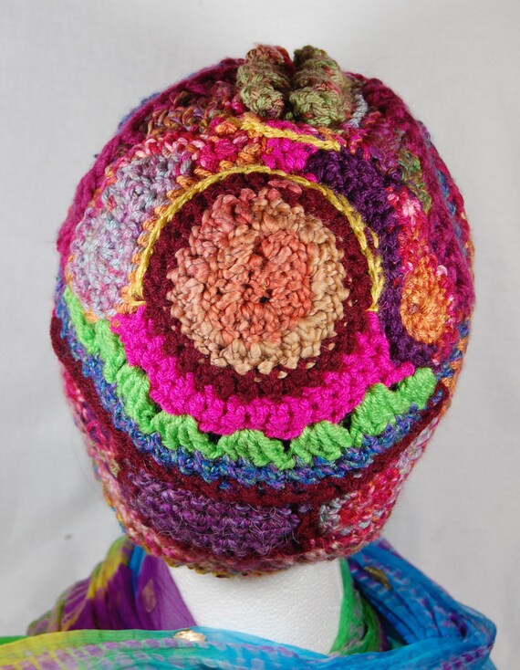 Freeform Crochet Hat Beaded Crochet Hat