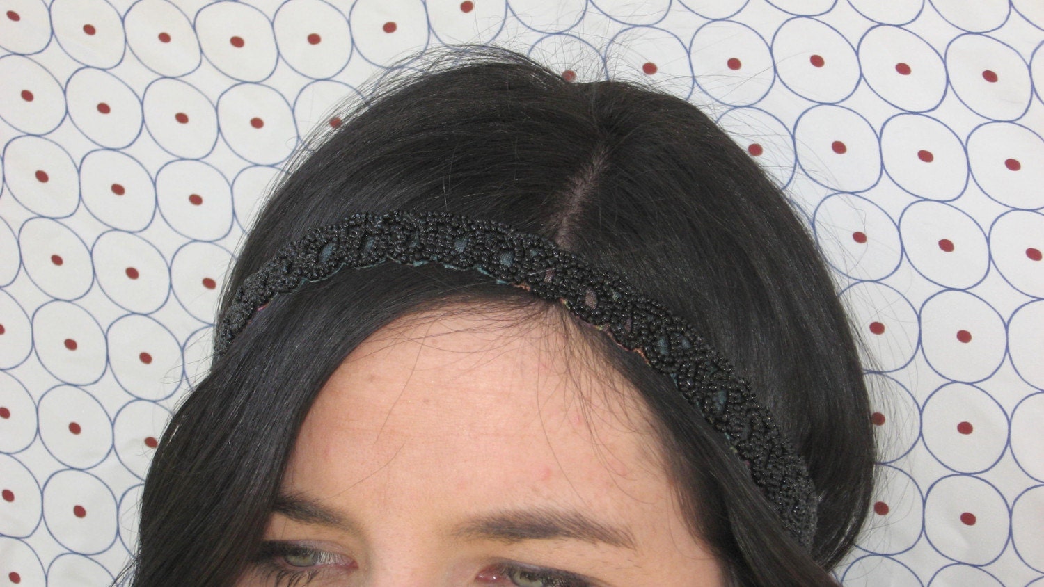 thin black beaded headband