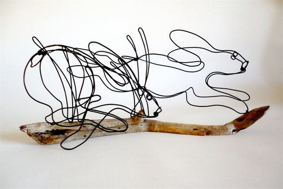 Bunny Wire Sculpture by WiredbyBud on Etsy