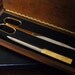 Modern Desk Set Scissors and Letter Opener marked Solingen Germany in a Walnut Box