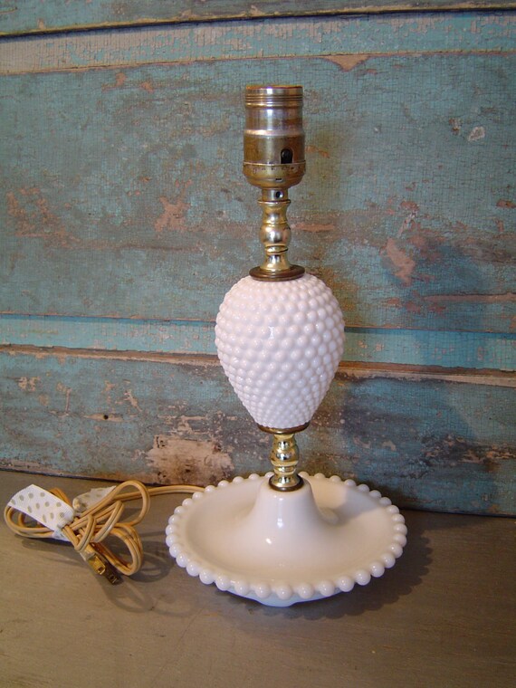 Vintage Hobnail Milk Glass Lamp by turquoiserollerset on Etsy