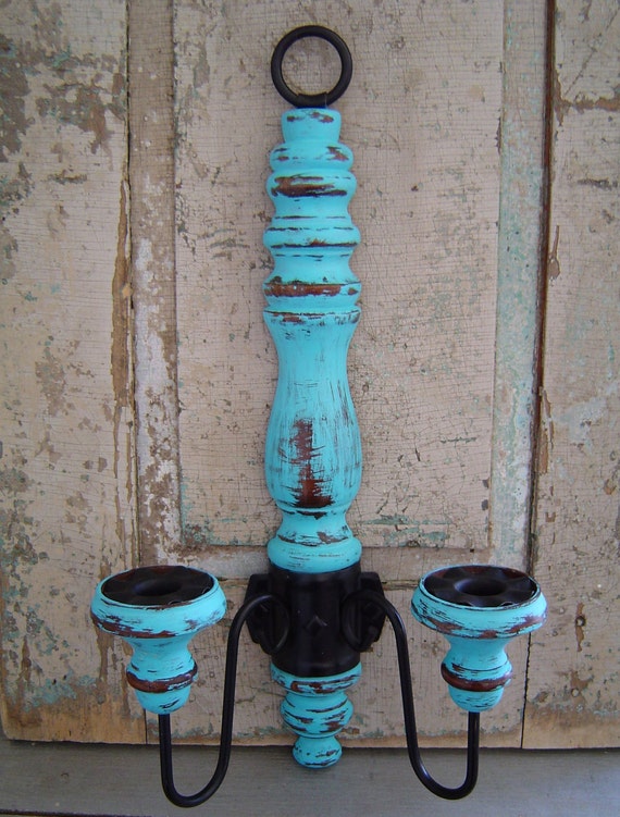 Custom Color Choice Candle Holder Wall Sconce Distressed