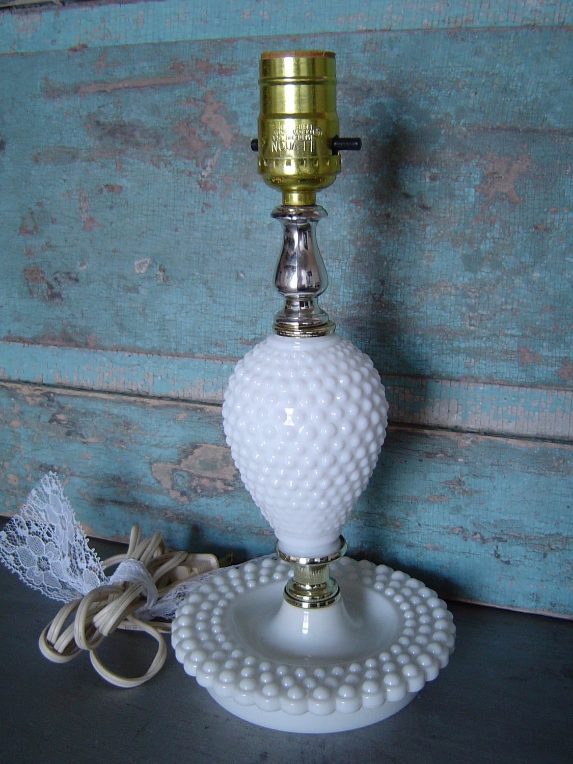 Vintage Hobnail Milk Glass Lamp By Turquoiserollerset On Etsy 7331