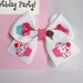 Cupcake Birthday Party Favor, Hair Bow on Rose Pink Thank You Card - set of 5