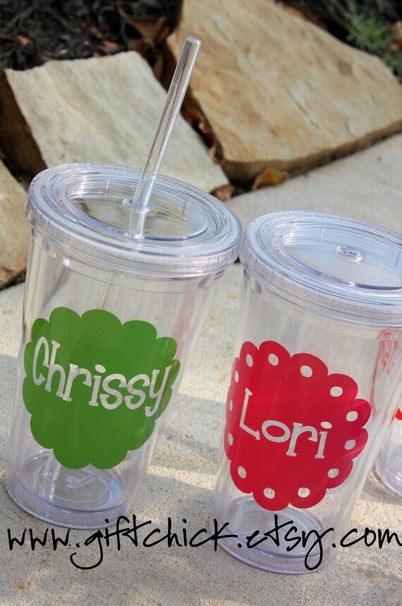PERSONALIZED INSULATED ACRYLIC TUMBLER WITH LID AND STRAW