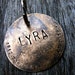 Custom Dog ID Tag, Harvest Moon, in XL 1.5'' Distressed Bronze
