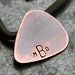 Custom Monogram Guitar Pick in Handstamped Copper - Perfect Gift for Dad, Husband or Boyfriend