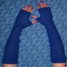 Long Over the Elbow Lace Knit Gloves in Royal Blue