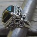 Medieval style black onyx ring in sterling silver