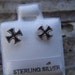 Iron cross earrings in sterling silver