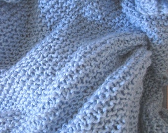 Price reduction Knit organic baby blanket, cotton baby blanket (blue)