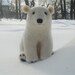 Handmade Needle Felted Wool Polar Bear White Animal