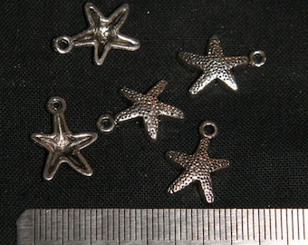 Destash (10) Starfish Charms - for pendants, jewelry making, crafts, scrapbooking