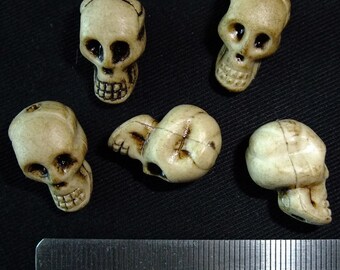 Destash (10) Antiqued Skull Beads - for pendants, jewelry making, crafts, scrapbooking
