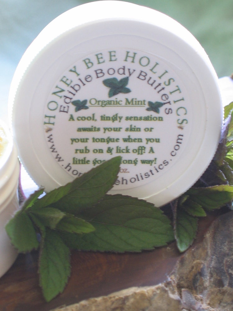 Organic Mint Edible Body Butter 1 1/2 oz size by HoneyBeeHolistics