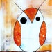 owls print- Set of 2 Orange barn owl prints --- 4x6 --- original art print- burnt orange, white and black owls on multimedia paper