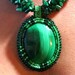 SALE 30% off Green Goddess Malachite Green Stone Peyote Stitch Seed Beaded Cabochon Necklace WAS 175