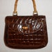 original y & s brown faux alligator brown leather handbag with shoulder strap or bamboo handle like new