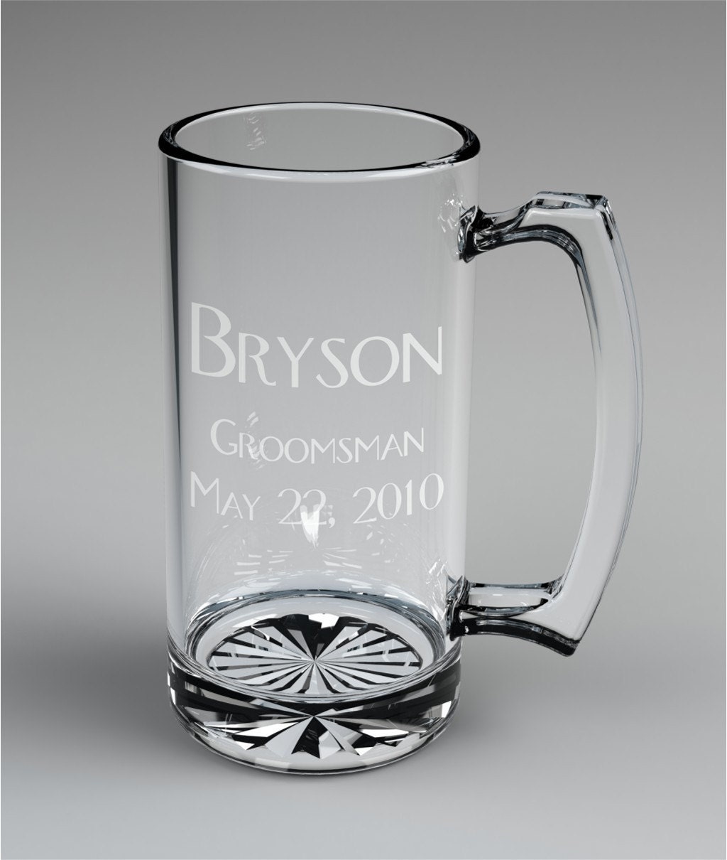 5 Personalized Groomsman Beer Mugs Custom Engraved Wedding