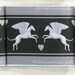 Greyhound Angel Fabric, Winged Dog Material, black and silver grey