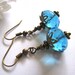 Aquamarine Rondelle Beaded Earrings - Czech Firepolished Faceted Glass Dangles, Bridesmaid Earrings