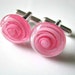 Candy Pink With White Swirls Vintage Glass Cufflinks - Mens Accessory, Mens Jewelry, Gift For Him, Gift For Dad