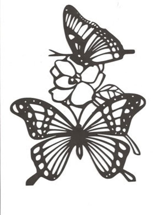 Items similar to Two butterflies on a flower silhouette on Etsy