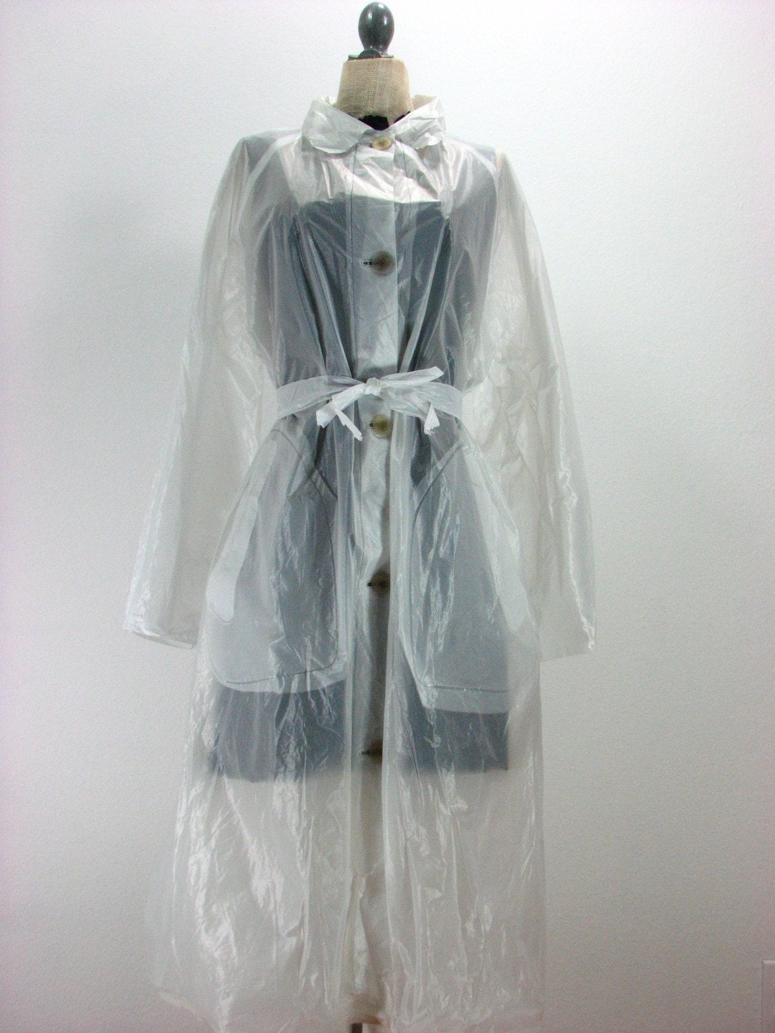 Vintage Clear Plastic Rain Coat M
