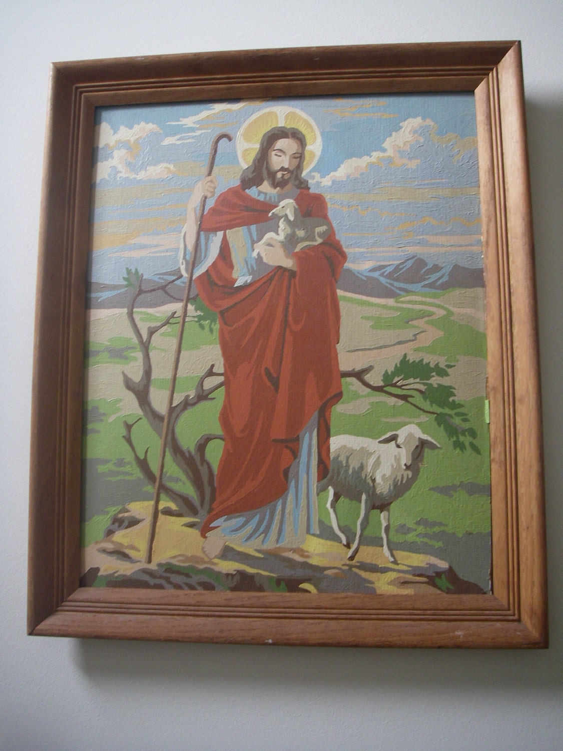 Vintage Paint by numbers Jesus painting