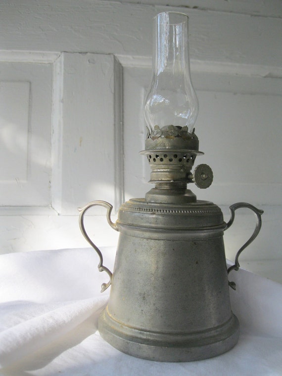 Vintage Pewter Oil Lamp Light Globe From Tessiemay