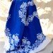 Vintage Tablecloth Crisp Midnight Blue/White Floral Design Center Medallion from Tessiemay