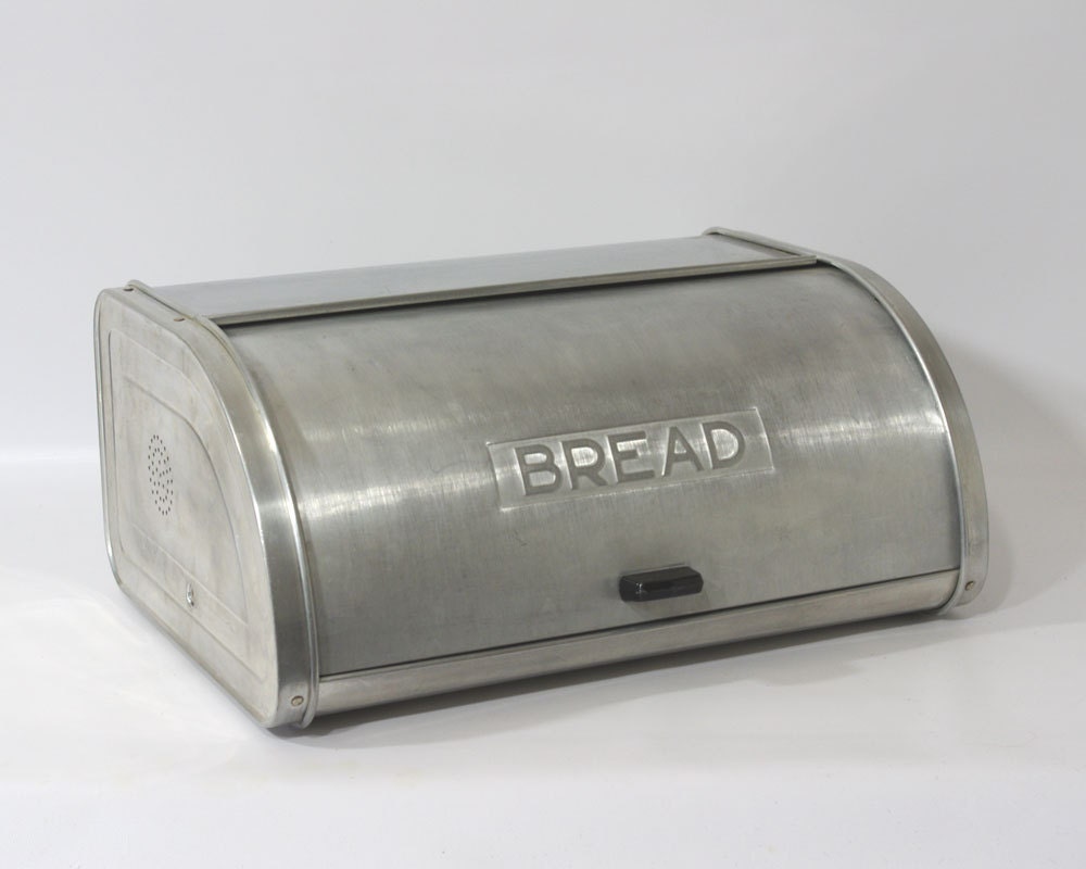 Vintage Kromex Bread Box Brushed Aluminum With Bakelite