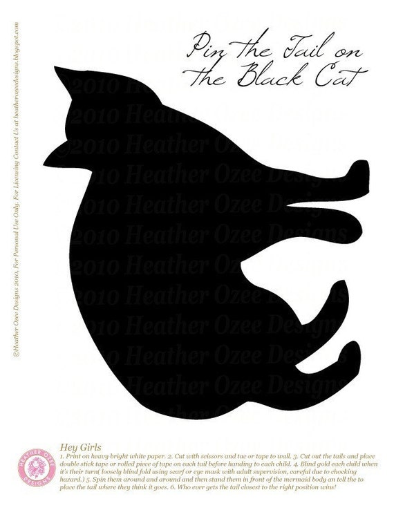 Items similar to Pint The Tail on the Black Cat Printable PDF GAME on Etsy