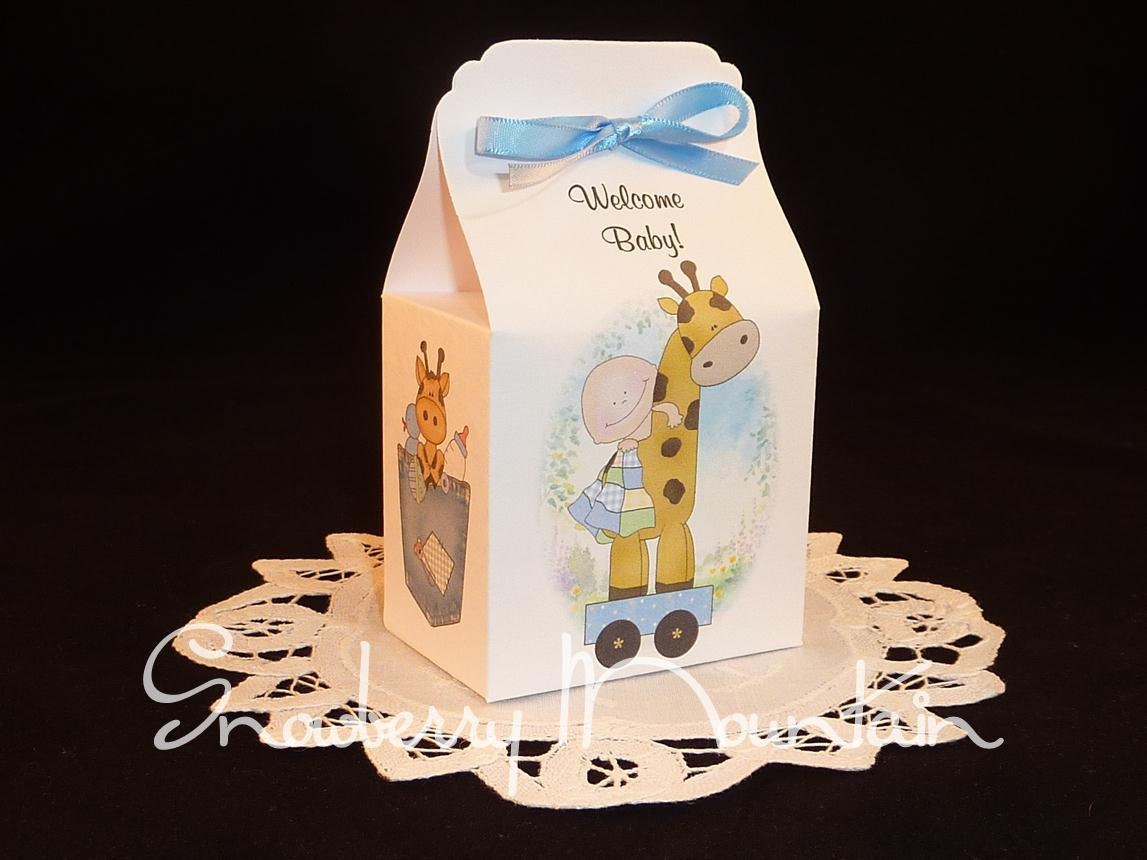 Giraffe Baby Boy Baby Shower Favor Box Kits by SnowberryMountain