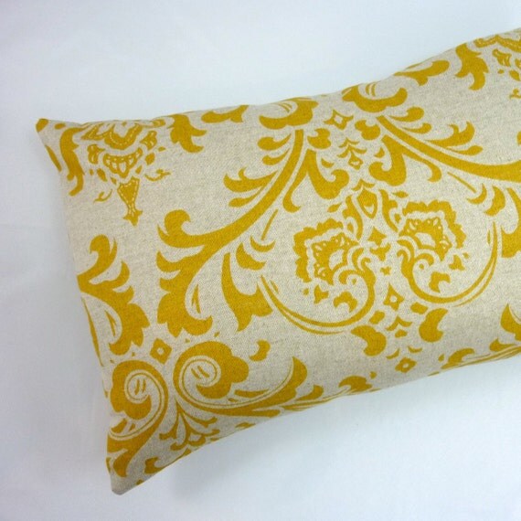 Mustard Yellow Pillow Cover. Lumbar Pillow Cover. Ochre Yellow